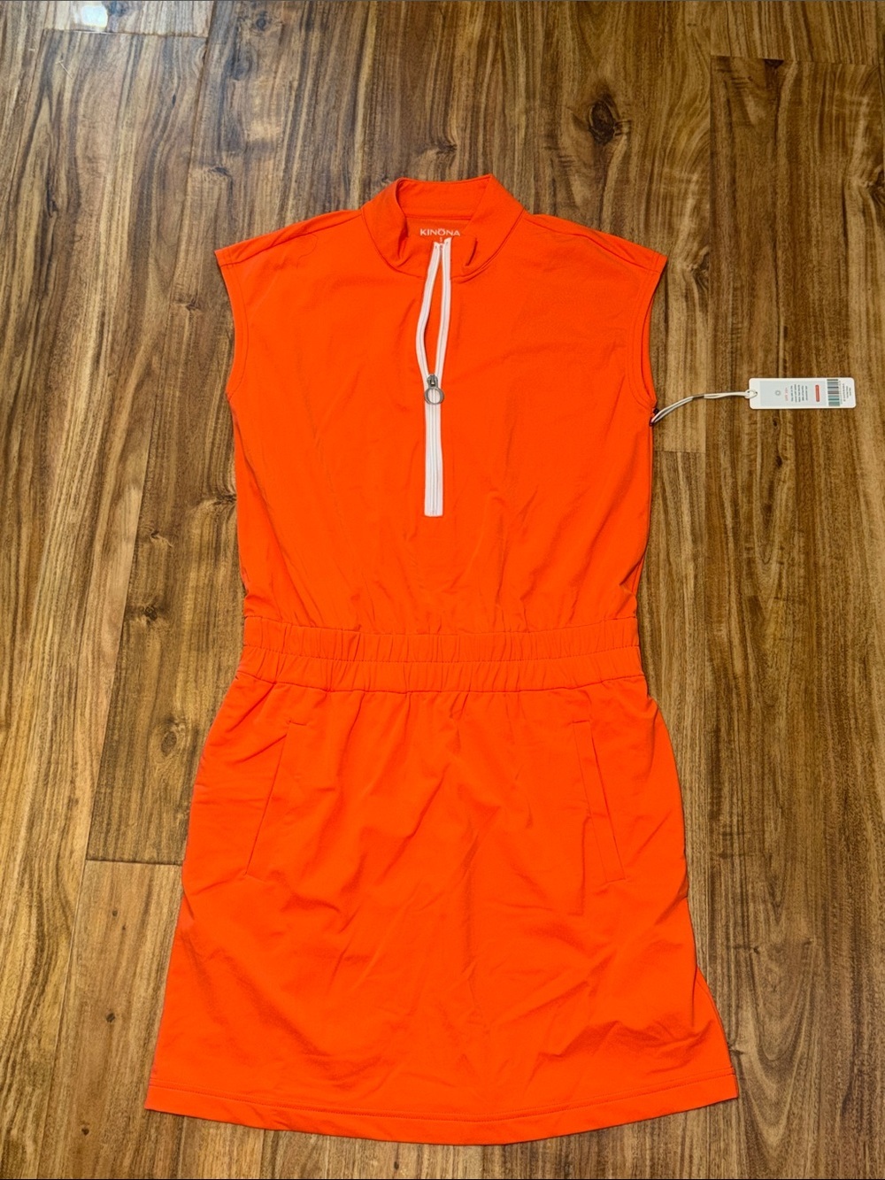 Kinona women small dress fall ball coral red pink Bright athletic UPF golf nwt